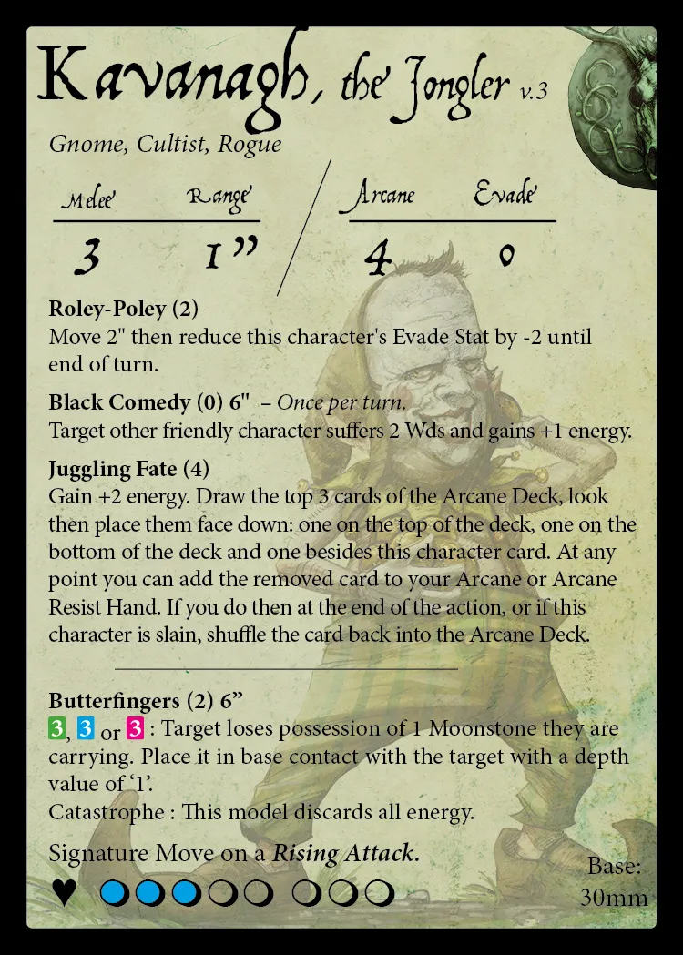 Kavanagh, the Jongler stat card