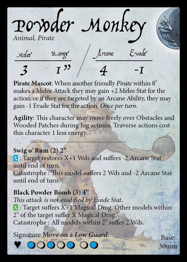 Powder Monkey stat card